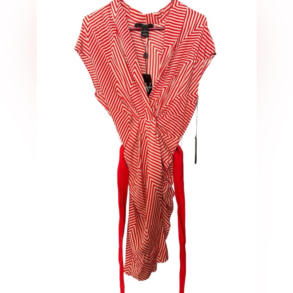B23 Vertigo Paris Red and White Asymmetrical Dress